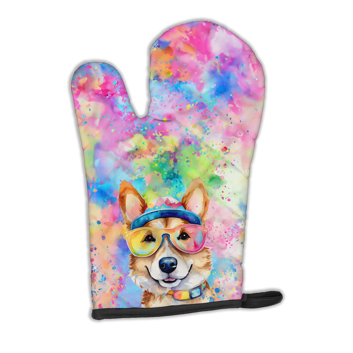 12 x 8.5 in. Unisex Corgi Hippie Dawg Polyester Oven Mitt