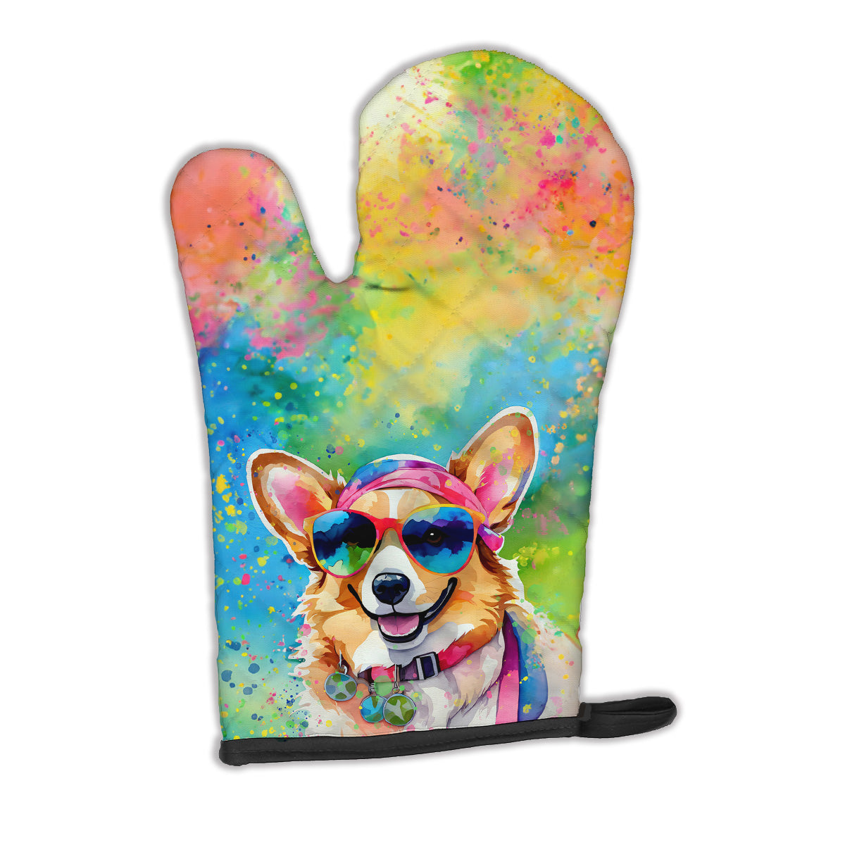 12 x 8.5 in. Unisex Corgi Hippie Dawg Polyester Oven Mitt