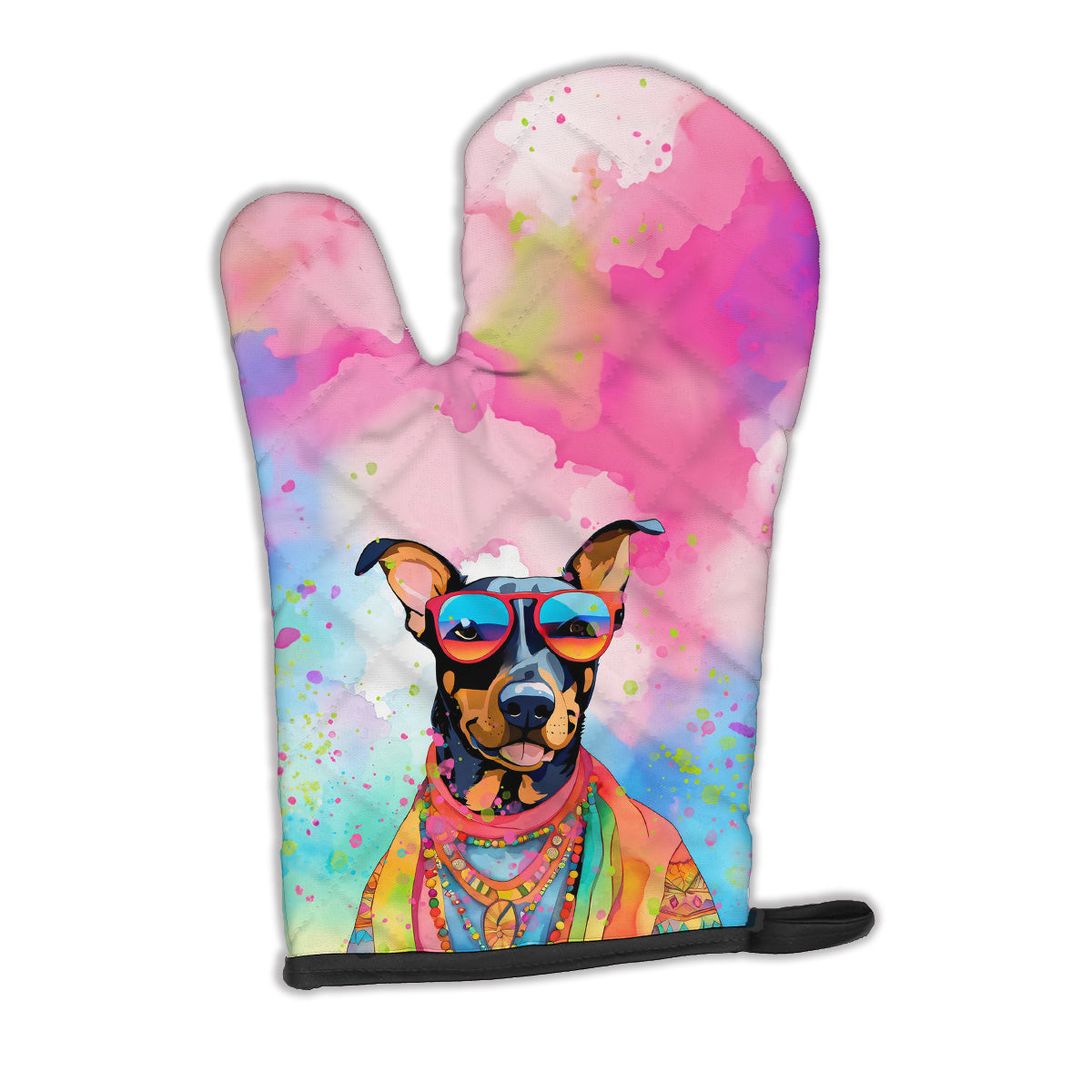 12 x 8.5 in. Unisex Doberman Pinscher Hippie Dawg Polyester Oven Mitt