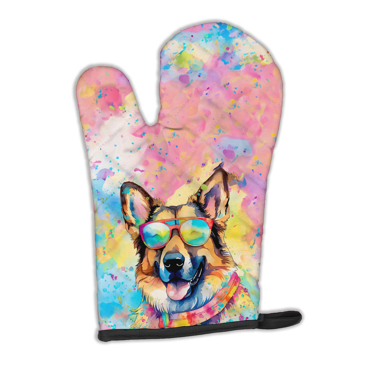 12 x 8.5 in. Unisex German Shepherd Hippie Dawg Polyester Oven Mitt