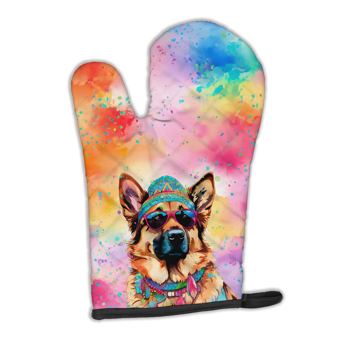 12 x 8.5 in. Unisex German Shepherd Hippie Dawg Polyester Oven Mitt