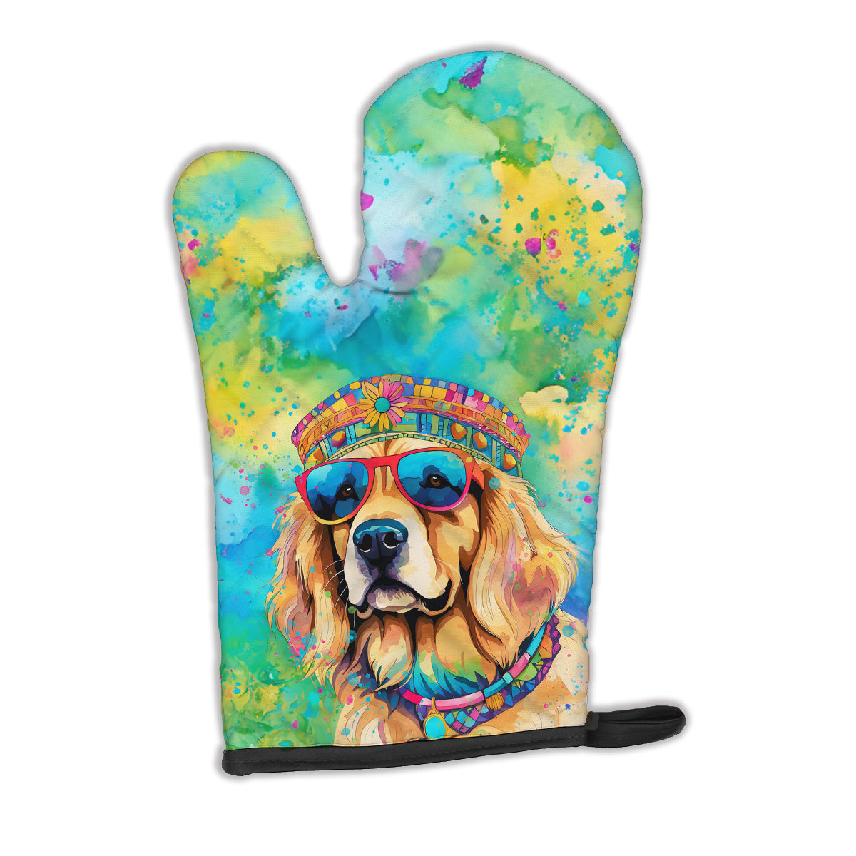 12 x 8.5 in. Unisex Golden Retriever Hippie Dawg Polyester Oven Mitt