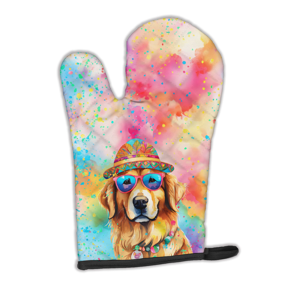 12 x 8.5 in. Unisex Golden Retriever Hippie Dawg Polyester Oven Mitt