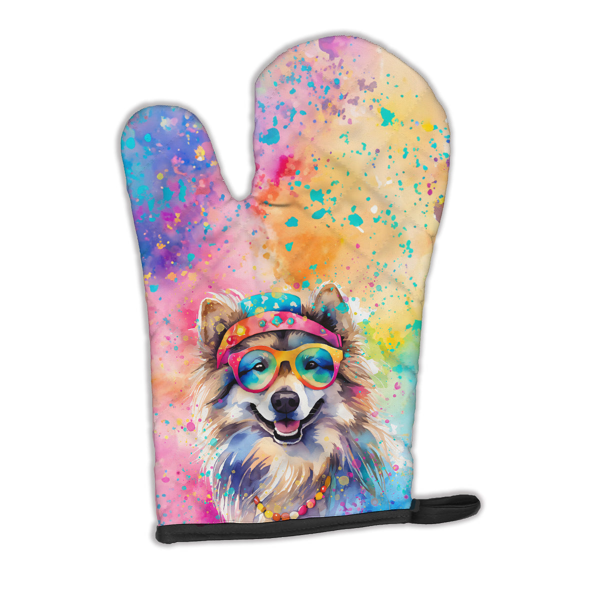 12 x 8.5 in. Unisex Keeshond Hippie Dawg Polyester Oven Mitt