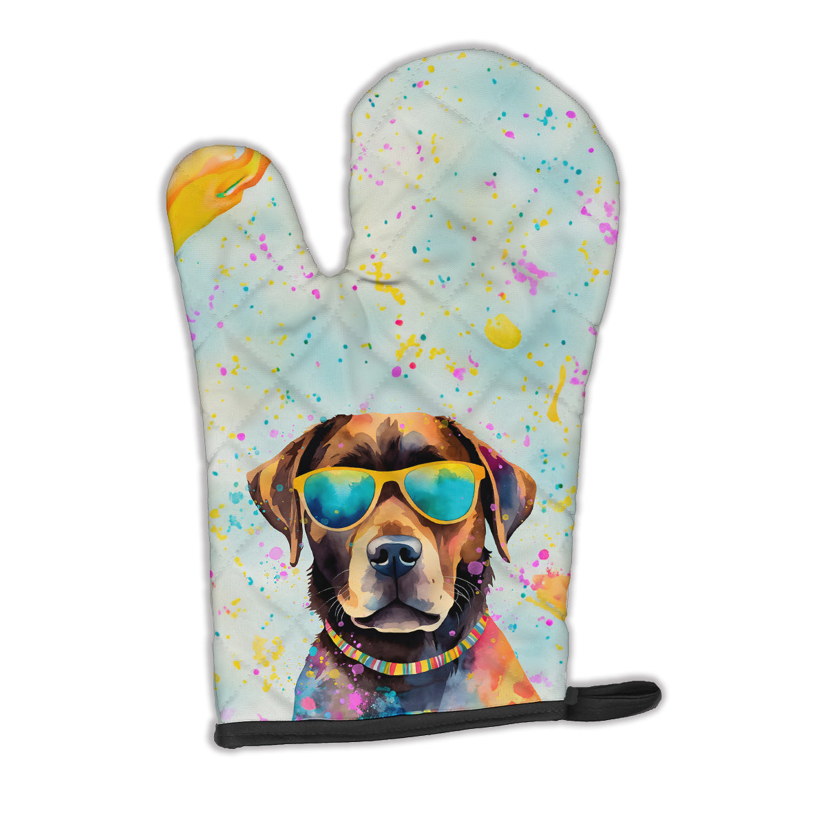 12 x 8.5 in. Unisex Chocolate Labrador Hippie Dawg Polyester Oven Mitt