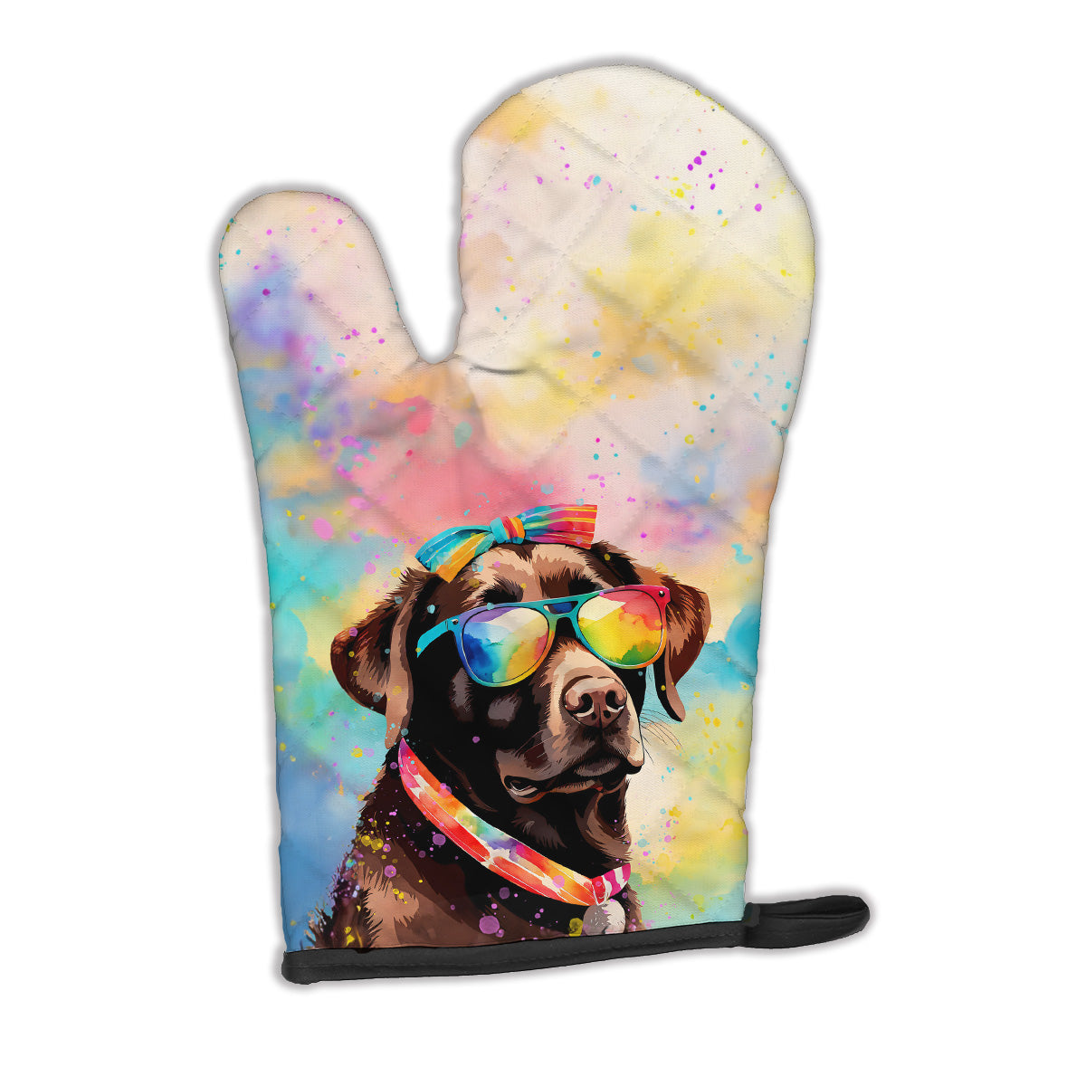 12 x 8.5 in. Unisex Chocolate Labrador Hippie Dawg Polyester Oven Mitt