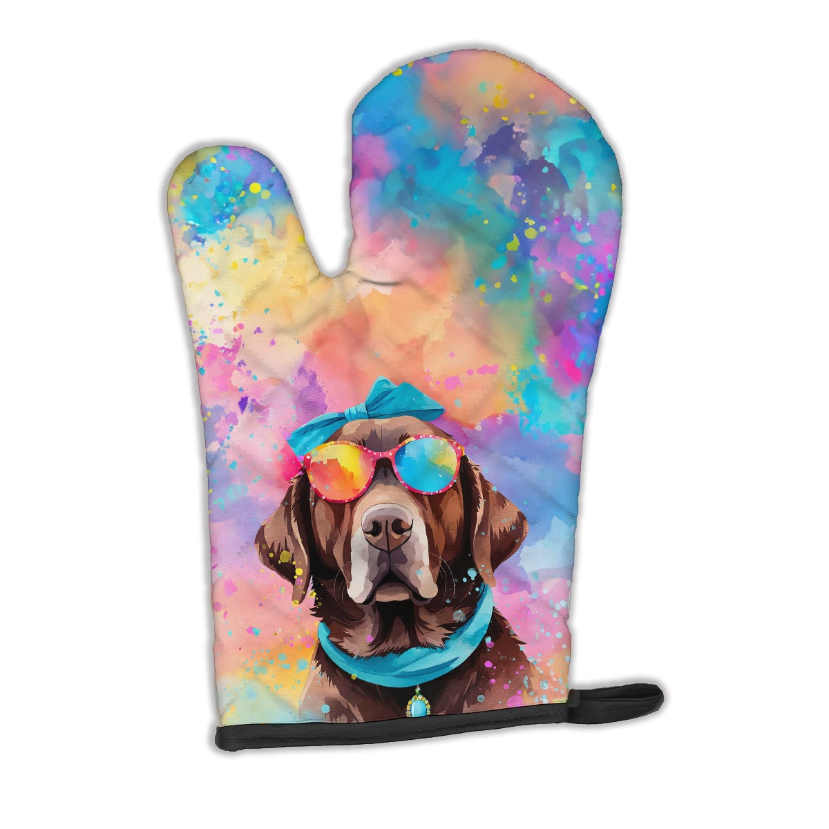 12 x 8.5 in. Unisex Chocolate Labrador Hippie Dawg Polyester Oven Mitt