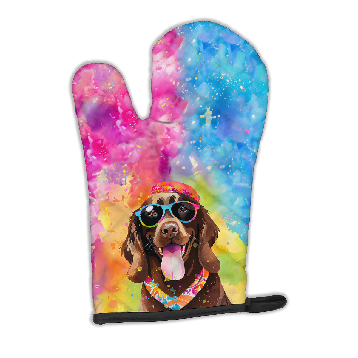 12 x 8.5 in. Unisex Chocolate Labrador Hippie Dawg Polyester Oven Mitt