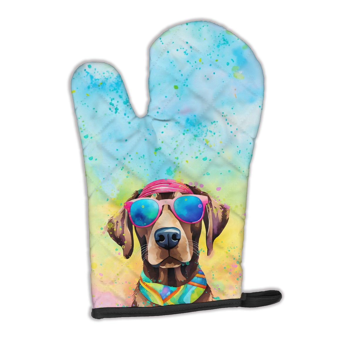 12 x 8.5 in. Unisex Chocolate Labrador Hippie Dawg Polyester Oven Mitt