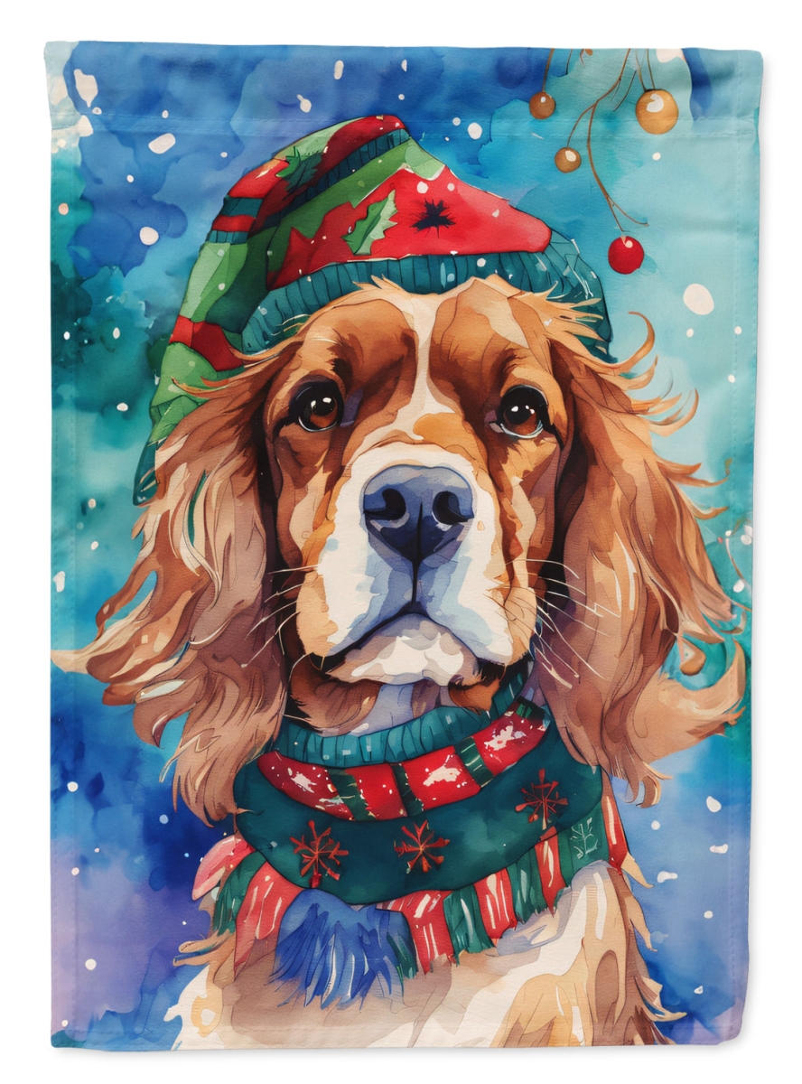 15.5 x 11.25 in. Unisex Cavalier Spaniel Christmas Polyester Fabric Garden Flag