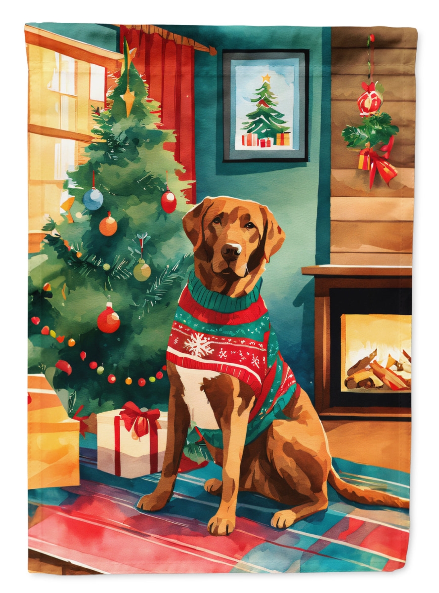 15.5 x 11.25 in. Unisex Chesapeake Bay Retriever Christmas Polyester Fabric Garden Flag