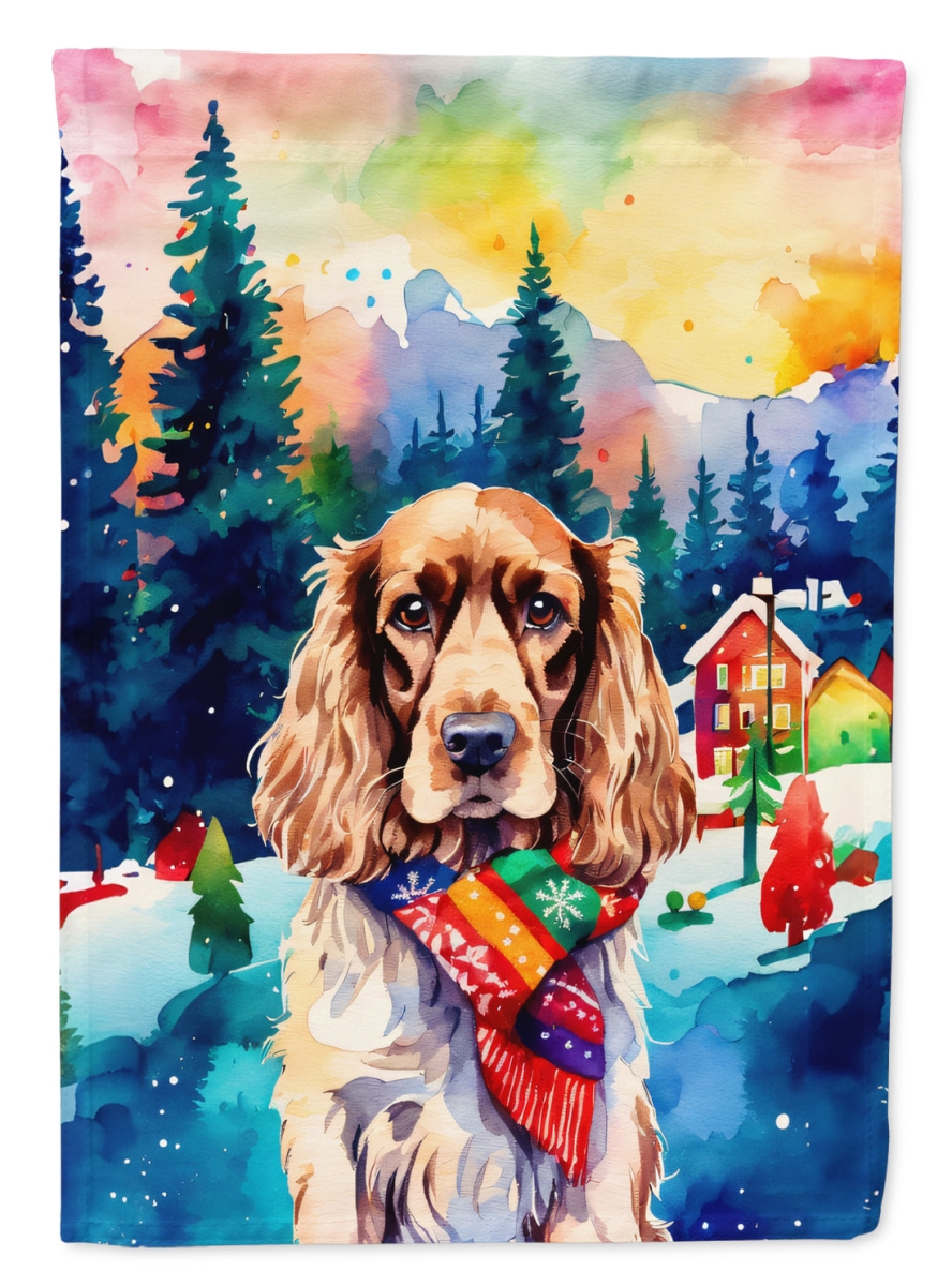 DAC3449GF 15.5 x 11.25 in. English Cocker Spaniel Christmas Polyester Fabric Garden Flag