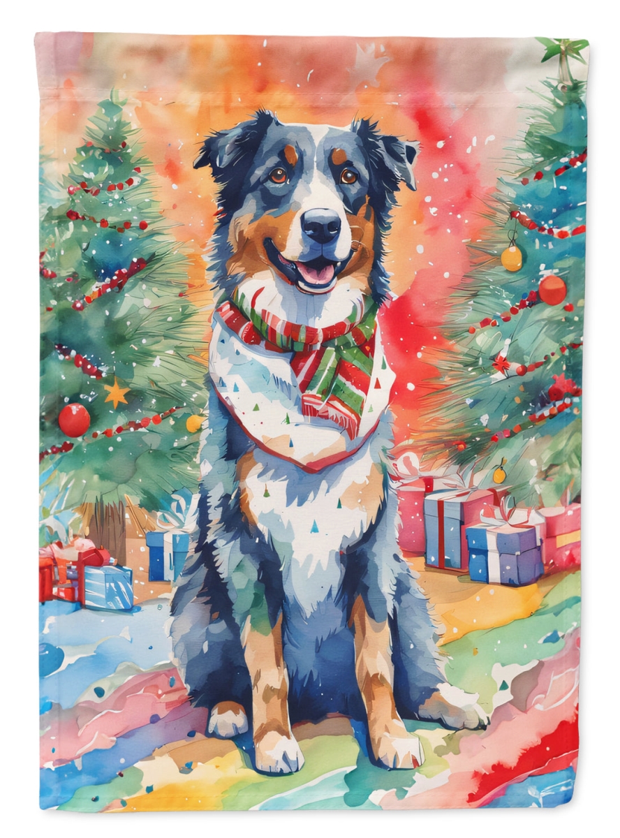 DAC3337CHF 40 x 28 in. Australian Shepherd Christmas Polyester House Flag