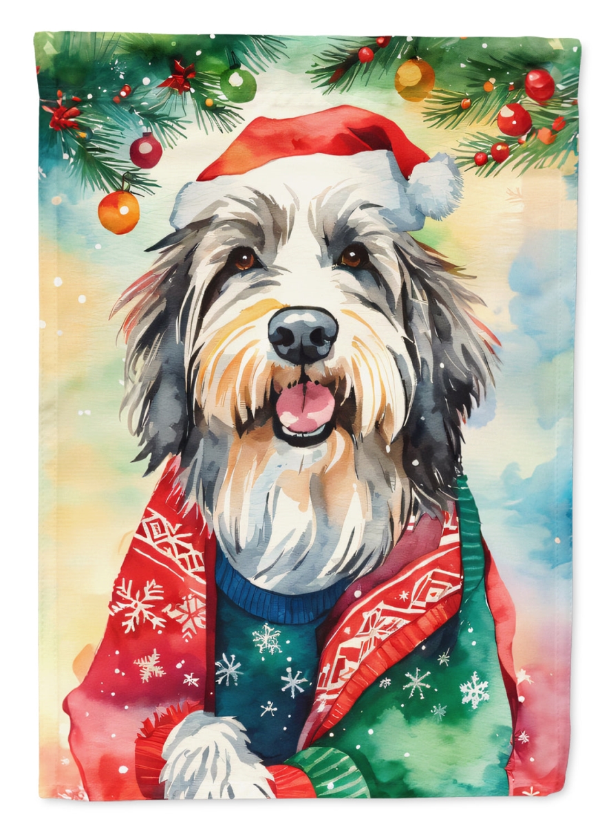 DAC3352CHF 40 x 28 in. Bearded Collie Christmas Polyester House Flag