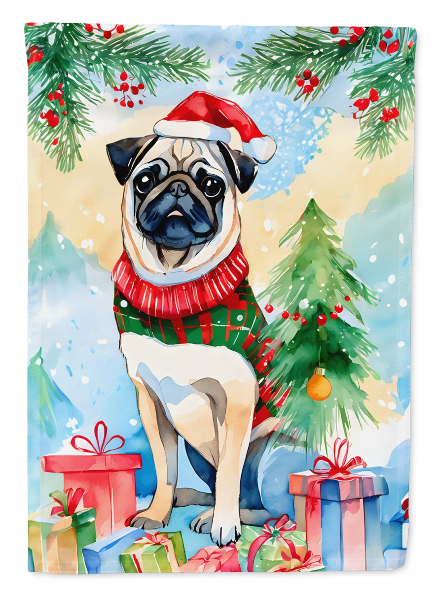 DAC3595CHF 40 x 28 in. Pug Christmas Polyester House Flag