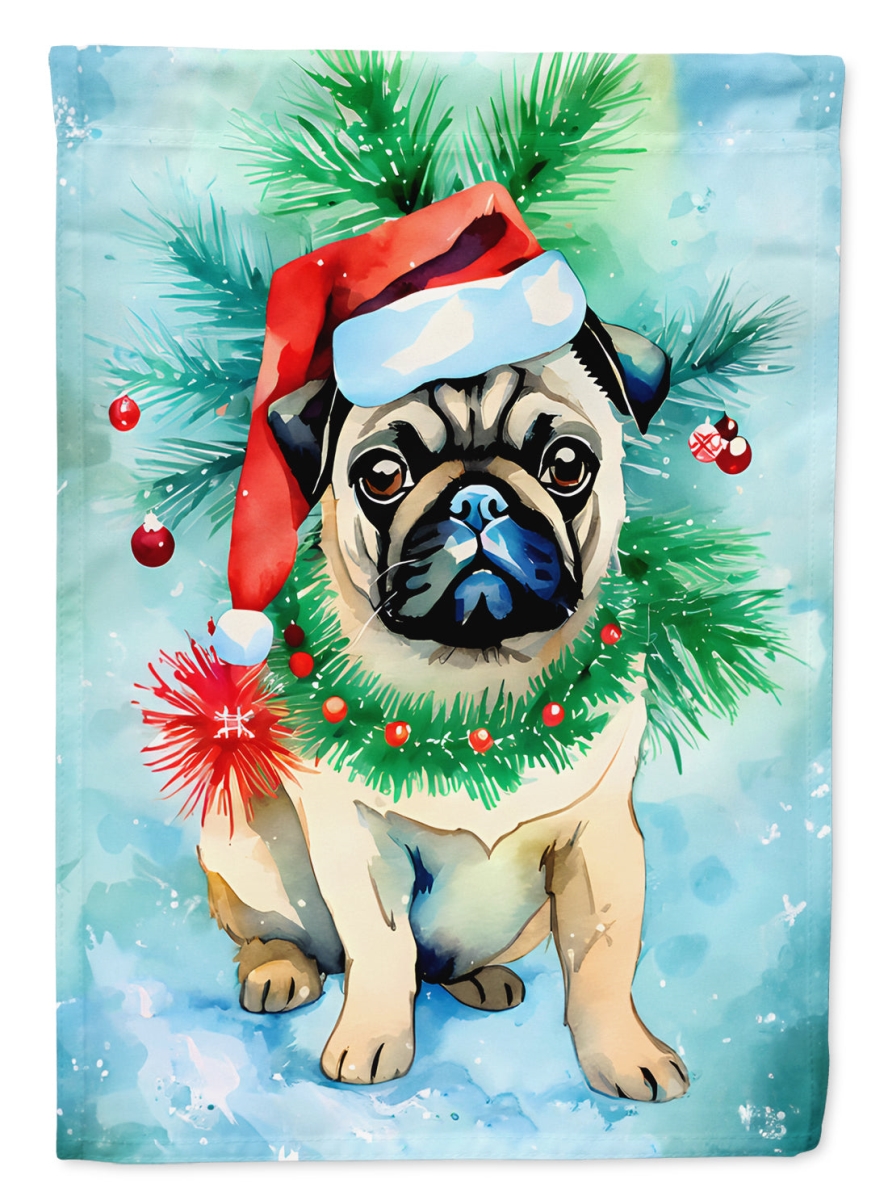 DAC3596CHF 40 x 28 in. Pug Christmas Polyester House Flag