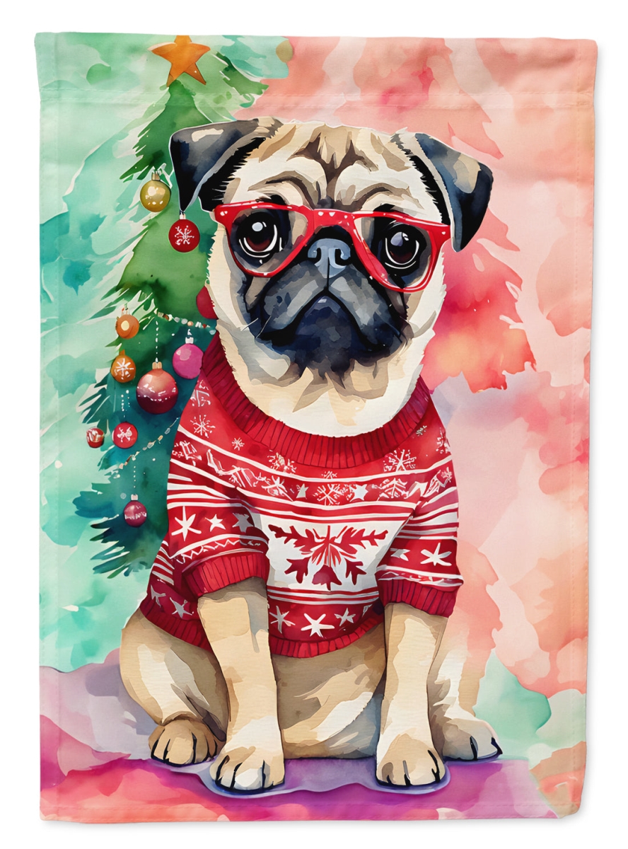 DAC3597CHF 40 x 28 in. Pug Christmas Polyester House Flag