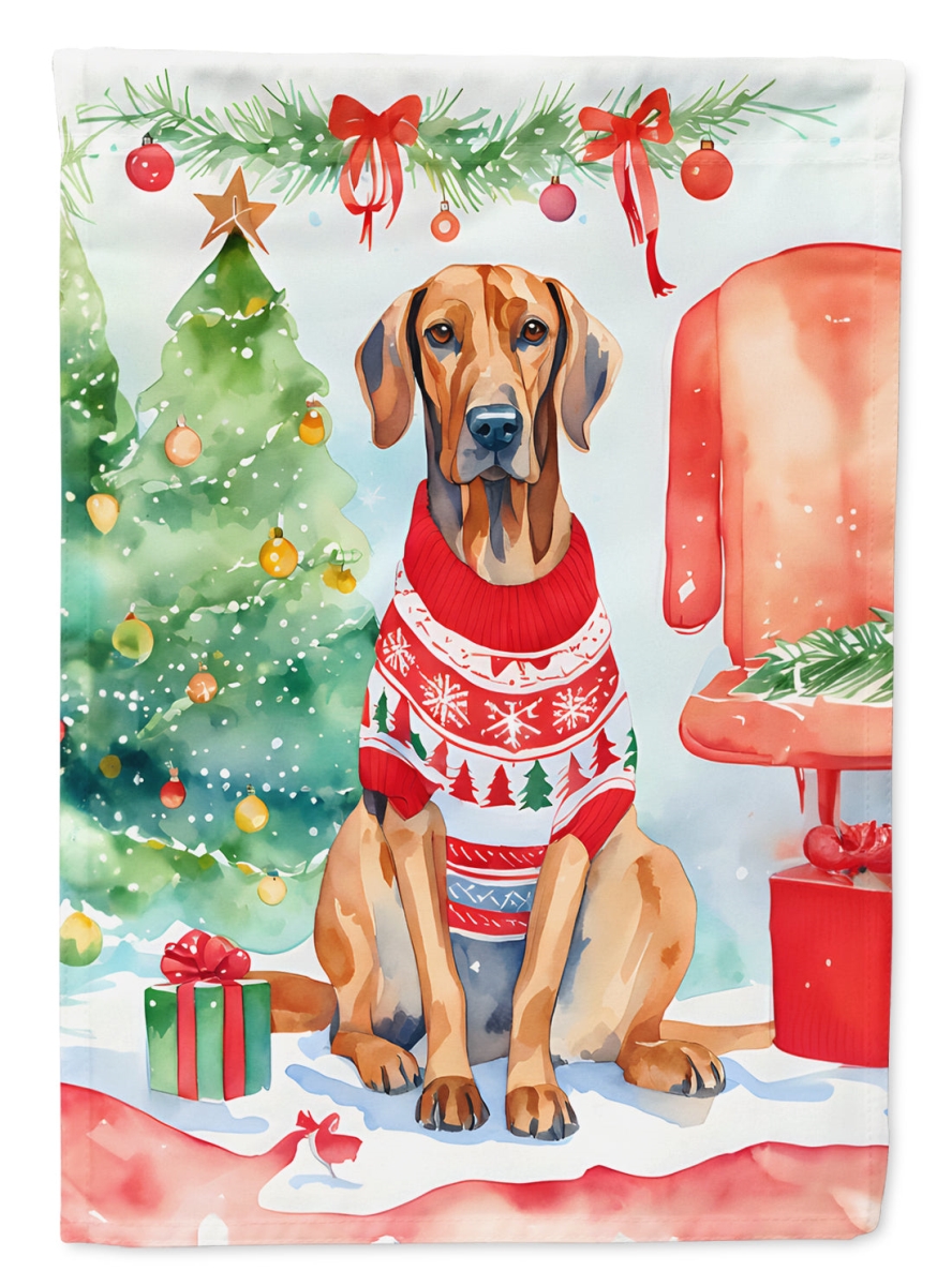 DAC3603CHF 40 x 28 in. Redbone Coonhound Christmas Polyester House Flag