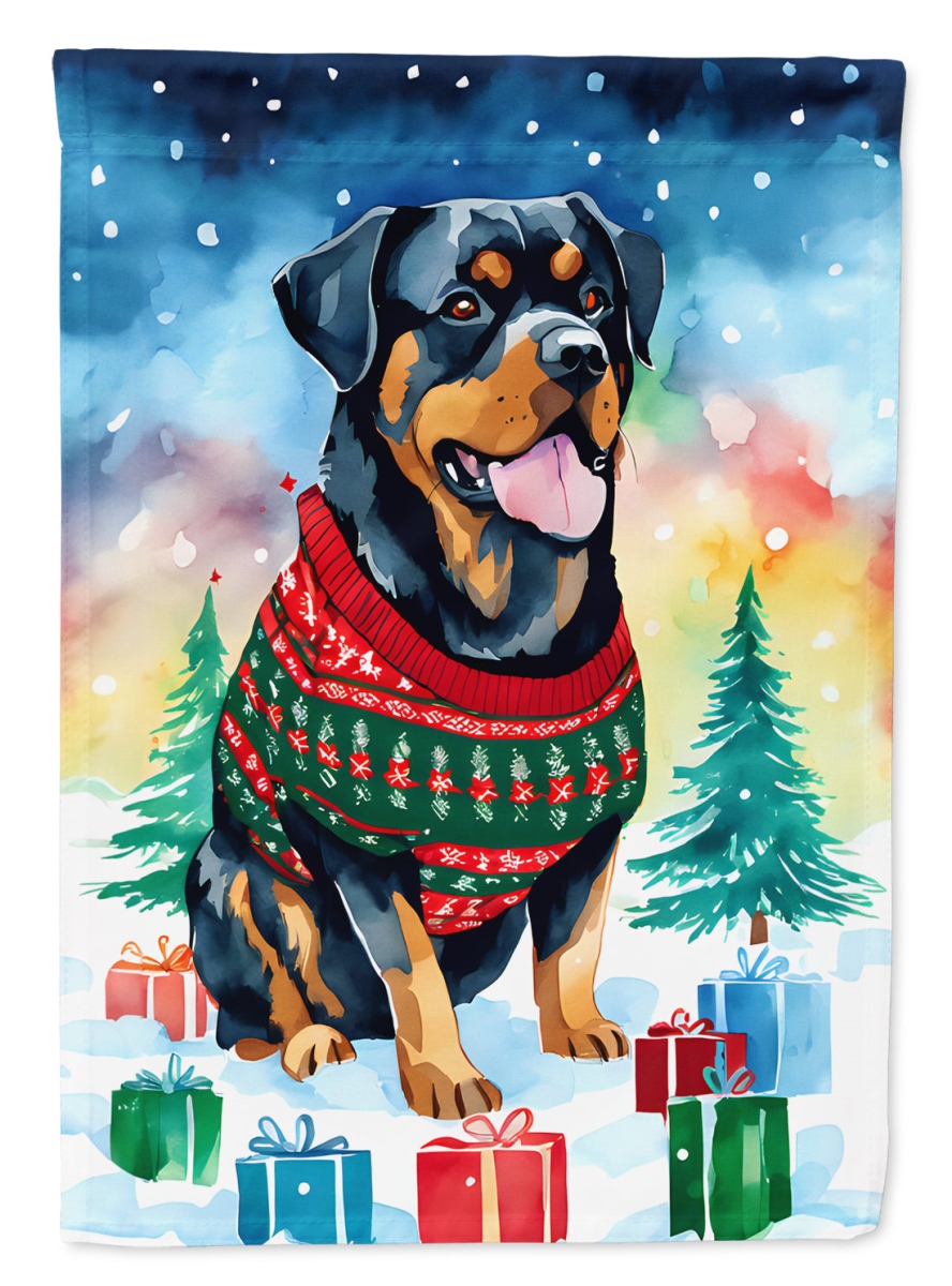 DAC3607CHF 40 x 28 in. Rottweiler Christmas Polyester House Flag