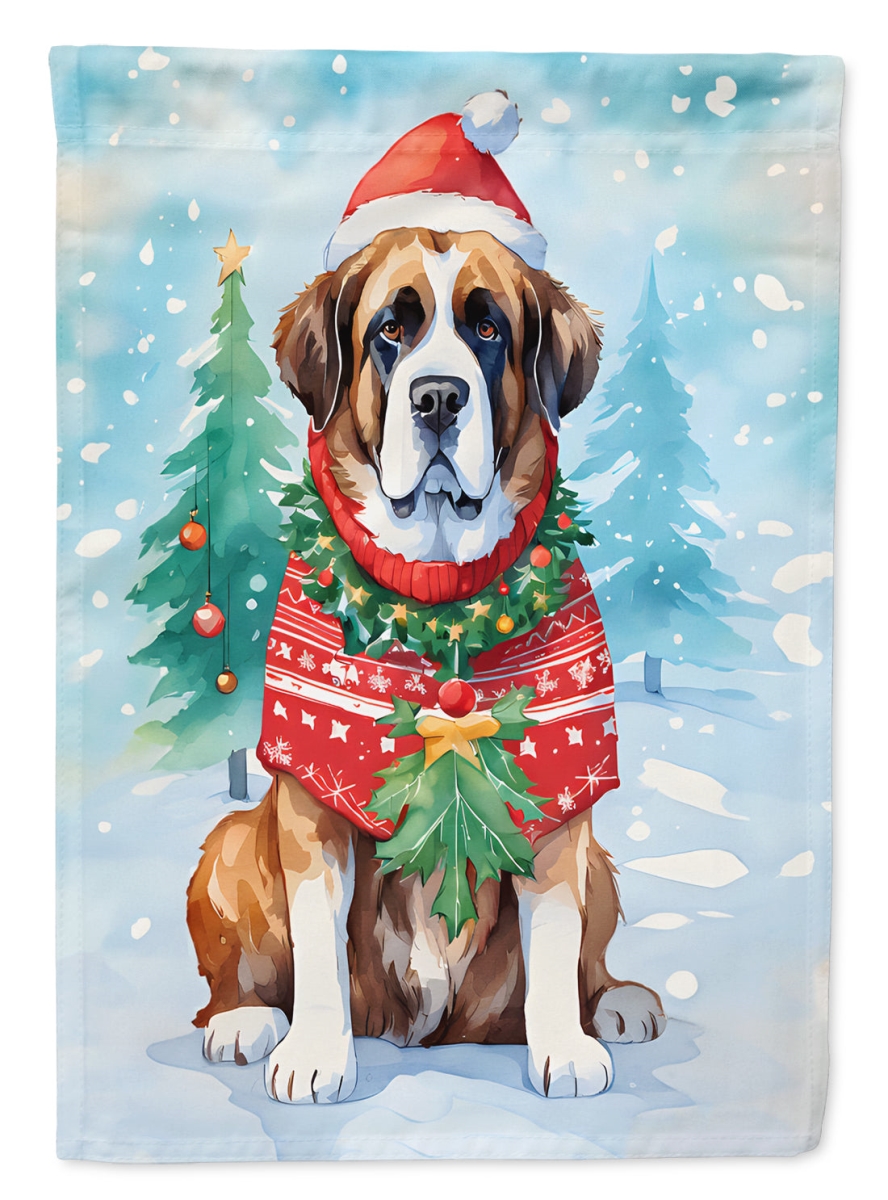 DAC3611CHF 40 x 28 in. Saint Bernard Christmas Polyester House Flag