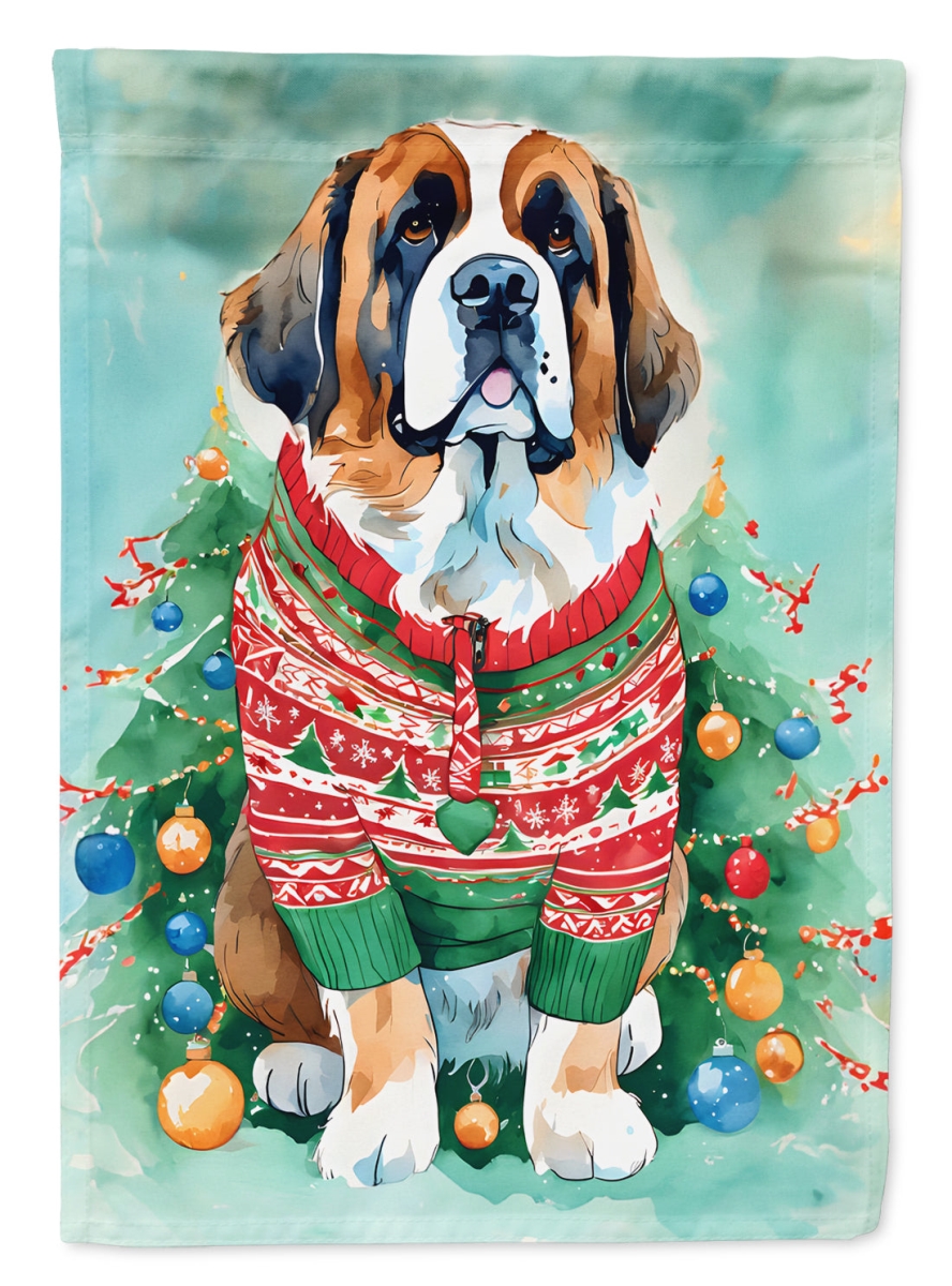 DAC3612CHF 40 x 28 in. Saint Bernard Christmas Polyester House Flag