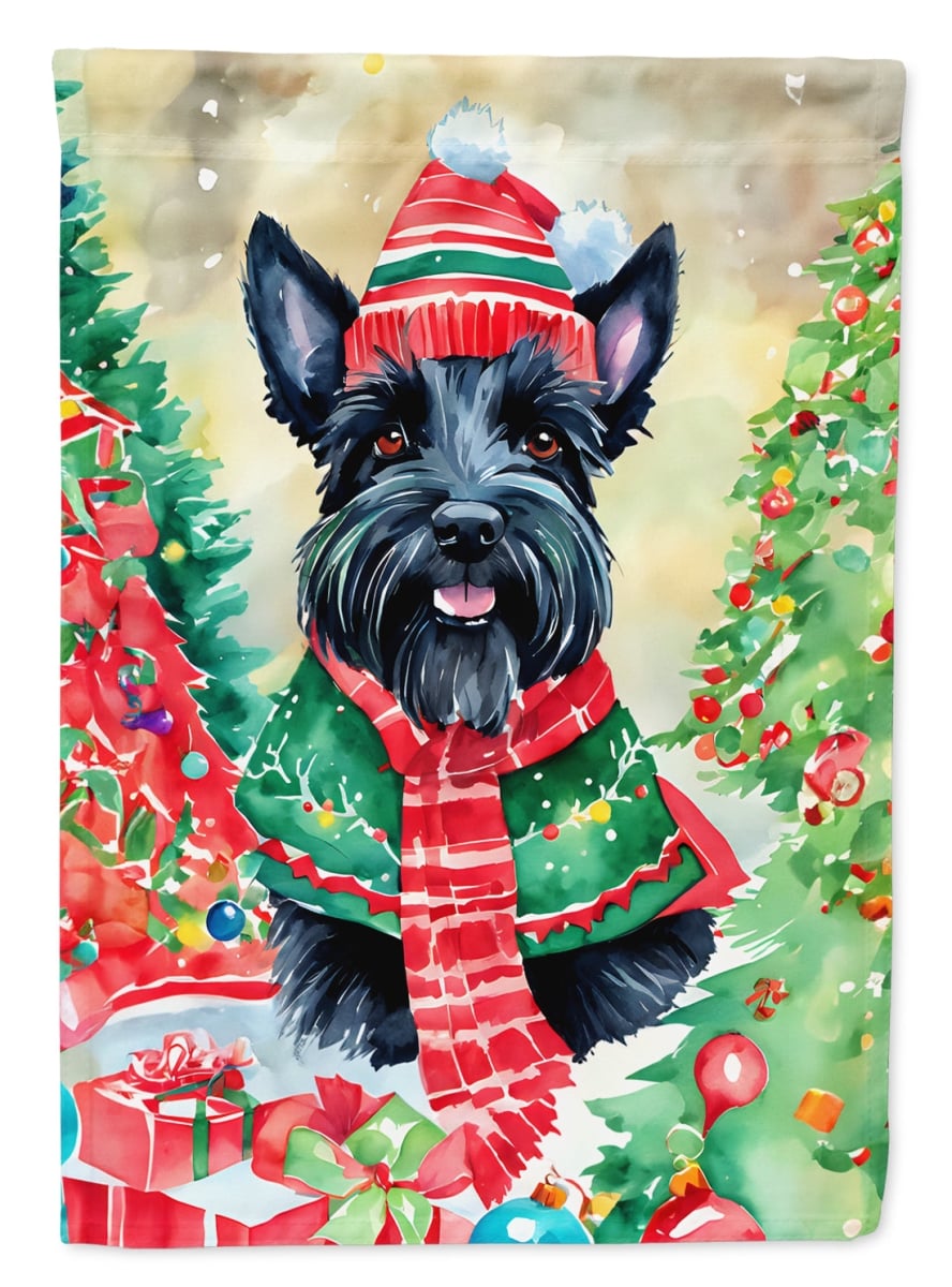 DAC3634CHF 40 x 28 in. Scottish Terrier Christmas Polyester House Flag