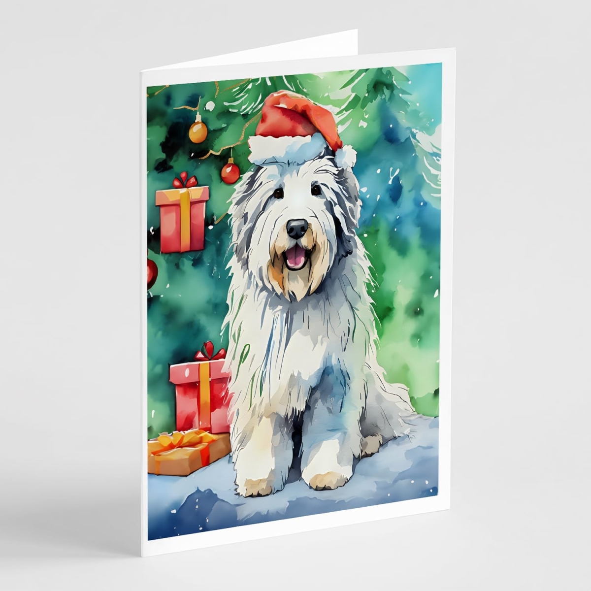 DAC3545GCA7P 5 x 7 in. Unisex Old English Sheepdog Christmas Greeting Cards - Pack of 8