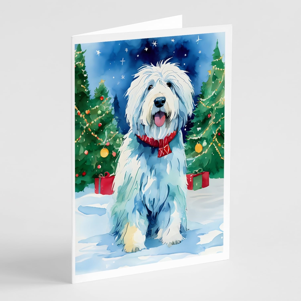 DAC3546GCA7P 5 x 7 in. Unisex Old English Sheepdog Christmas Greeting Cards - Pack of 8