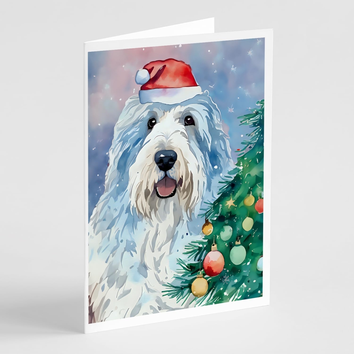 DAC3547GCA7P 5 x 7 in. Unisex Old English Sheepdog Christmas Greeting Cards - Pack of 8
