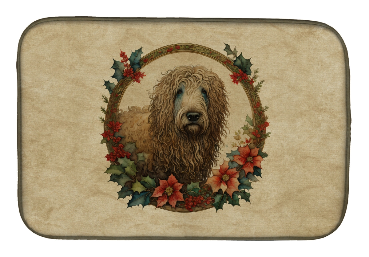 DAC2384DDM 21 x 14 in.  Komondor Christmas Flowers Dish Drying Mat