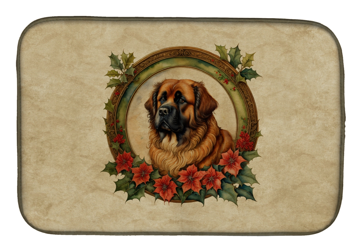 DAC2391DDM 21 x 14 in.  Leonberger Christmas Flowers Dish Drying Mat