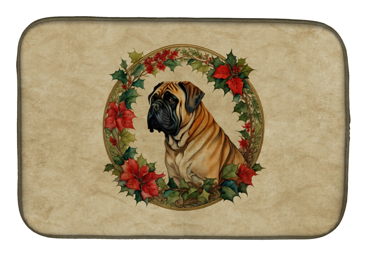 DAC2394DDM 21 x 14 in.  Mastiff Christmas Flowers Dish Drying Mat