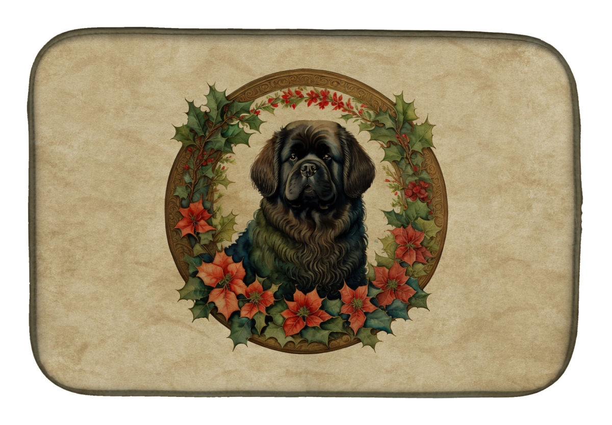 DAC2396DDM 21 x 14 in.  foundland Christmas Flowers Dish Drying Mat