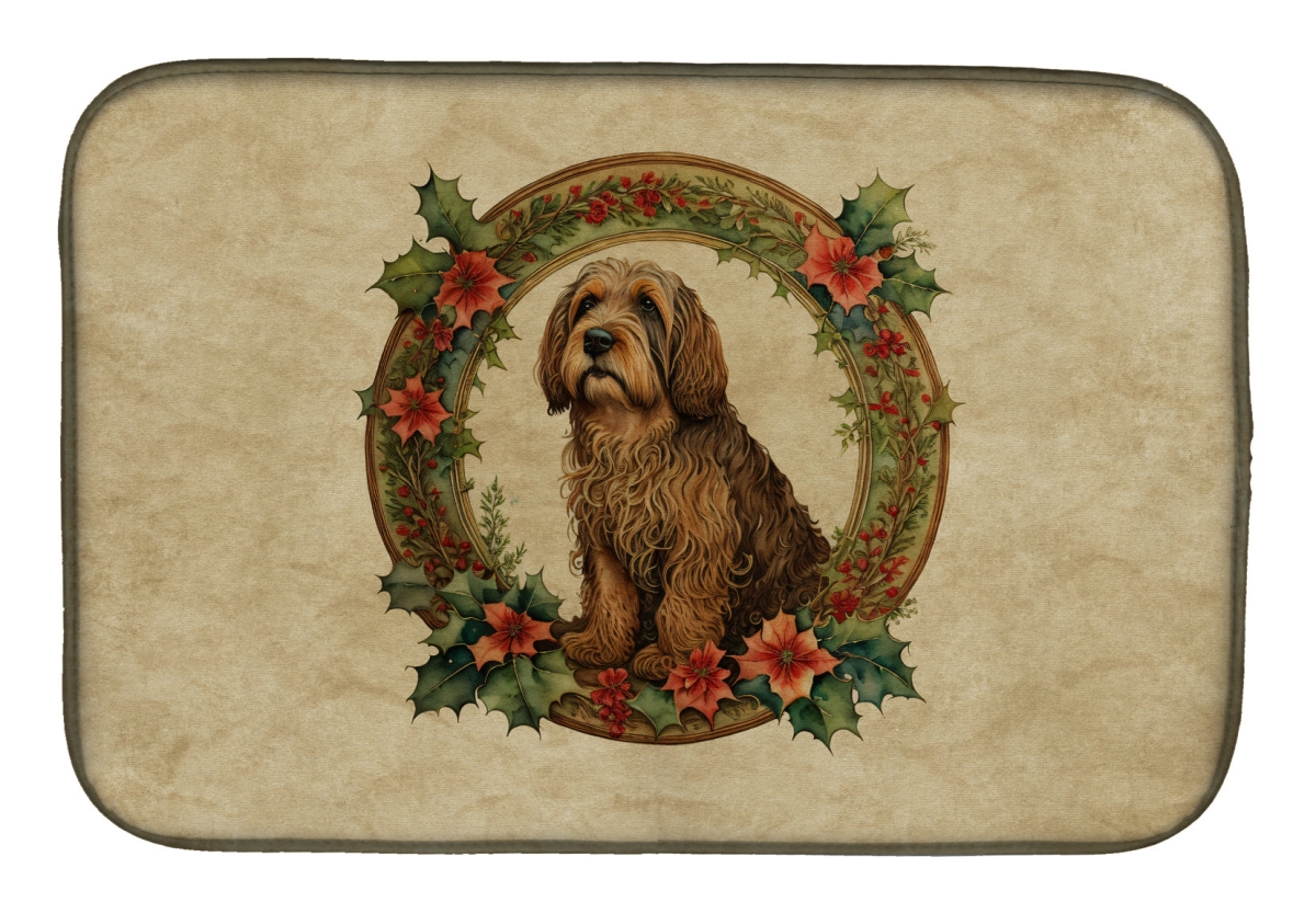 DAC2402DDM 21 x 14 in.  Otterhound Christmas Flowers Dish Drying Mat