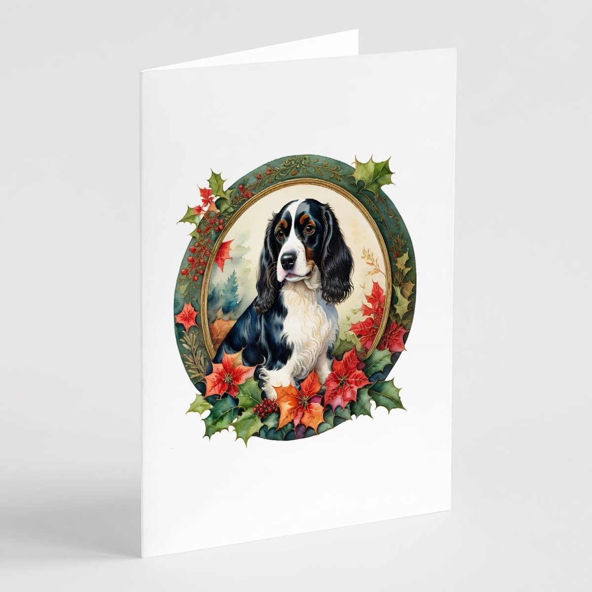 5 x 7 in. Unisex English Springer Spaniel Christmas Flowers Greeting Cards - Pack of 8 -  PartyPros, PA4410140