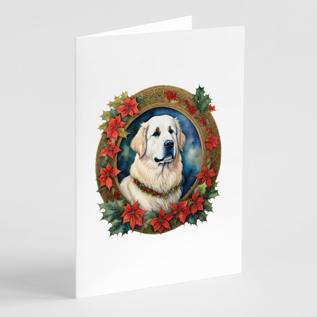 5 x 7 in. Unisex Great Pyrenees Christmas Flowers Greeting Cards - Pack of 8