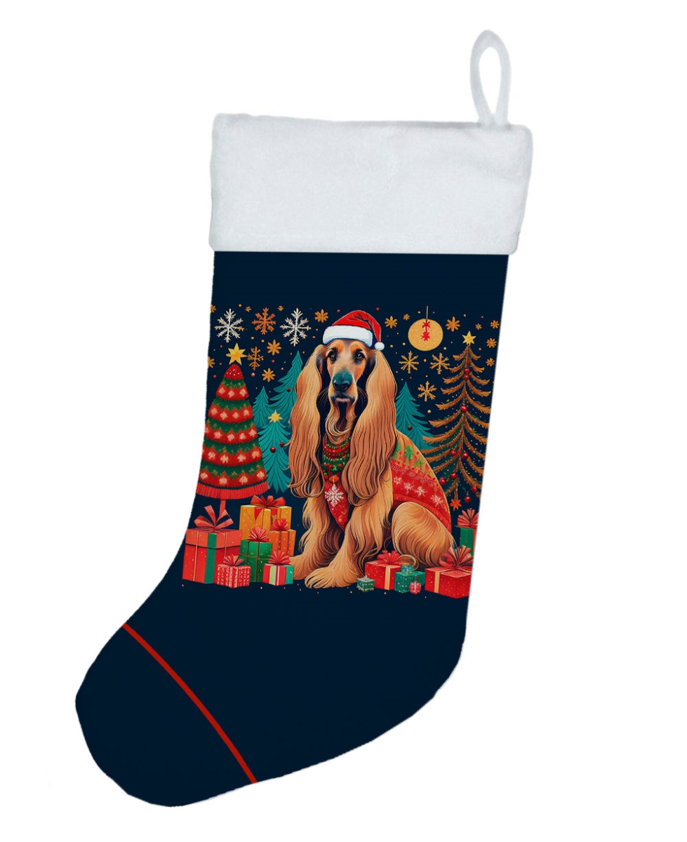 18 x 13.5 in. Unisex Afghan Hound Polyester Christmas Stocking