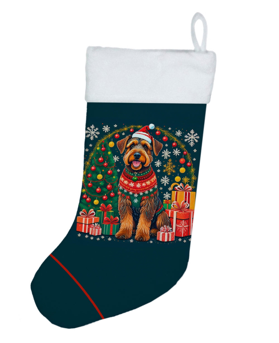 18 x 13.5 in. Unisex Airedale Terrier Polyester Christmas Stocking
