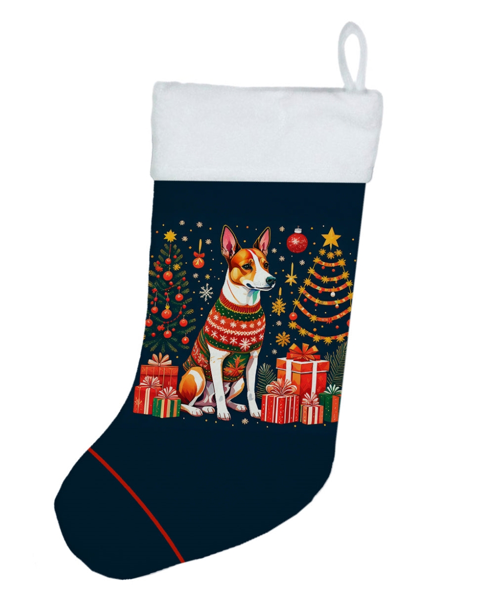18 x 13.5 in. Unisex Basenji Polyester Christmas Stocking