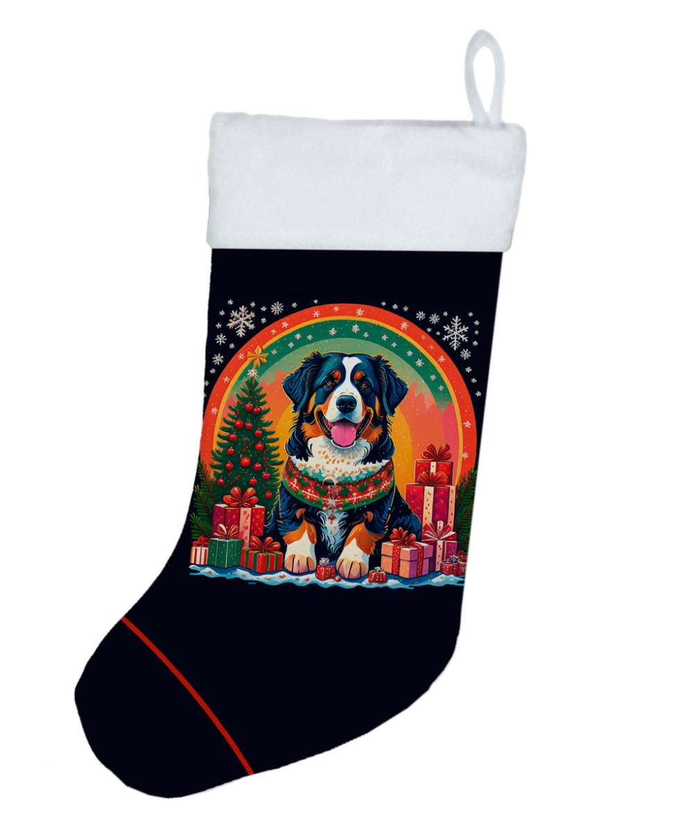 18 x 13.5 in. Unisex Bernese Mountain Dog Polyester Christmas Stocking