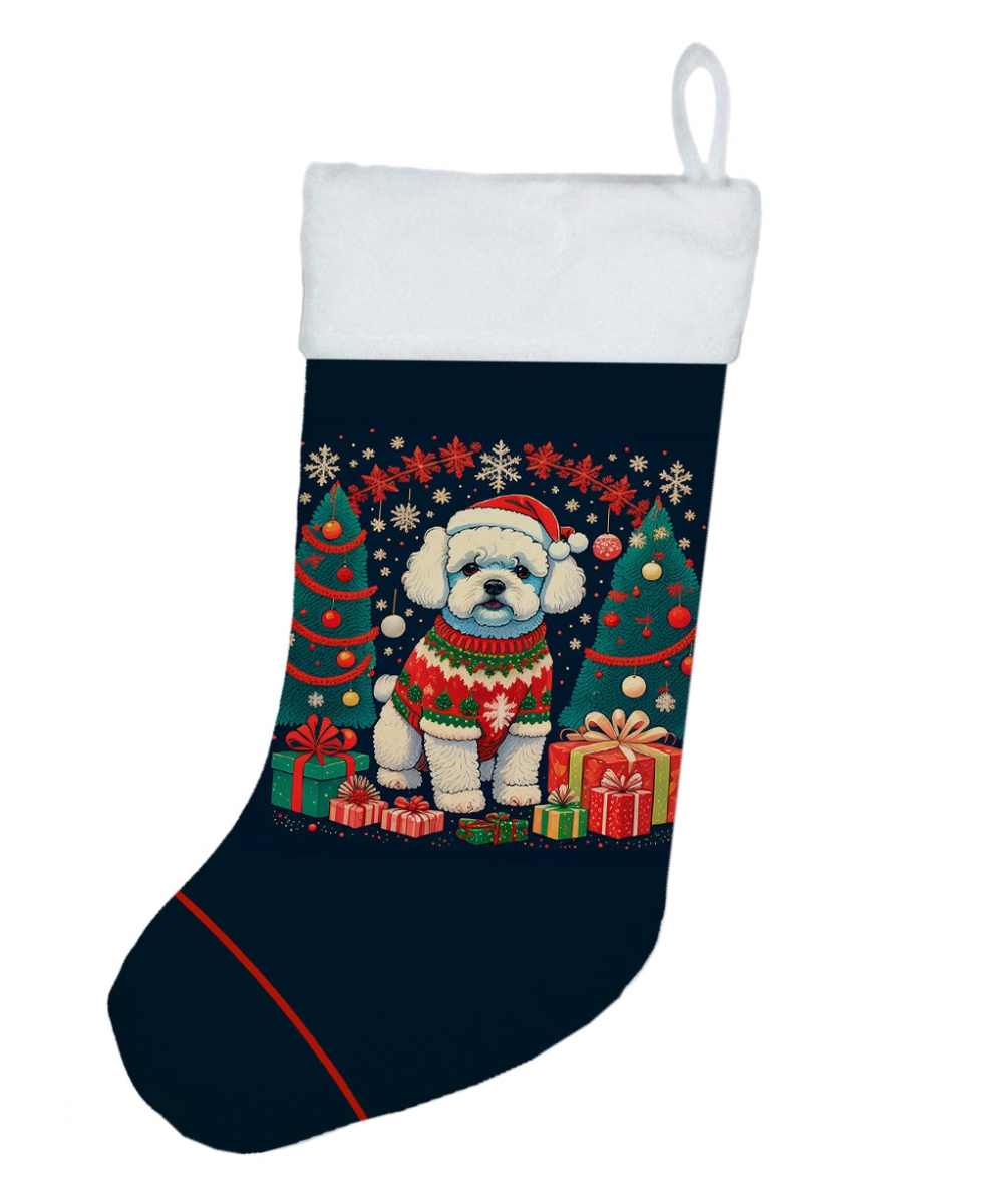 18 x 13.5 in. Unisex Bichon Frise Polyester Christmas Stocking