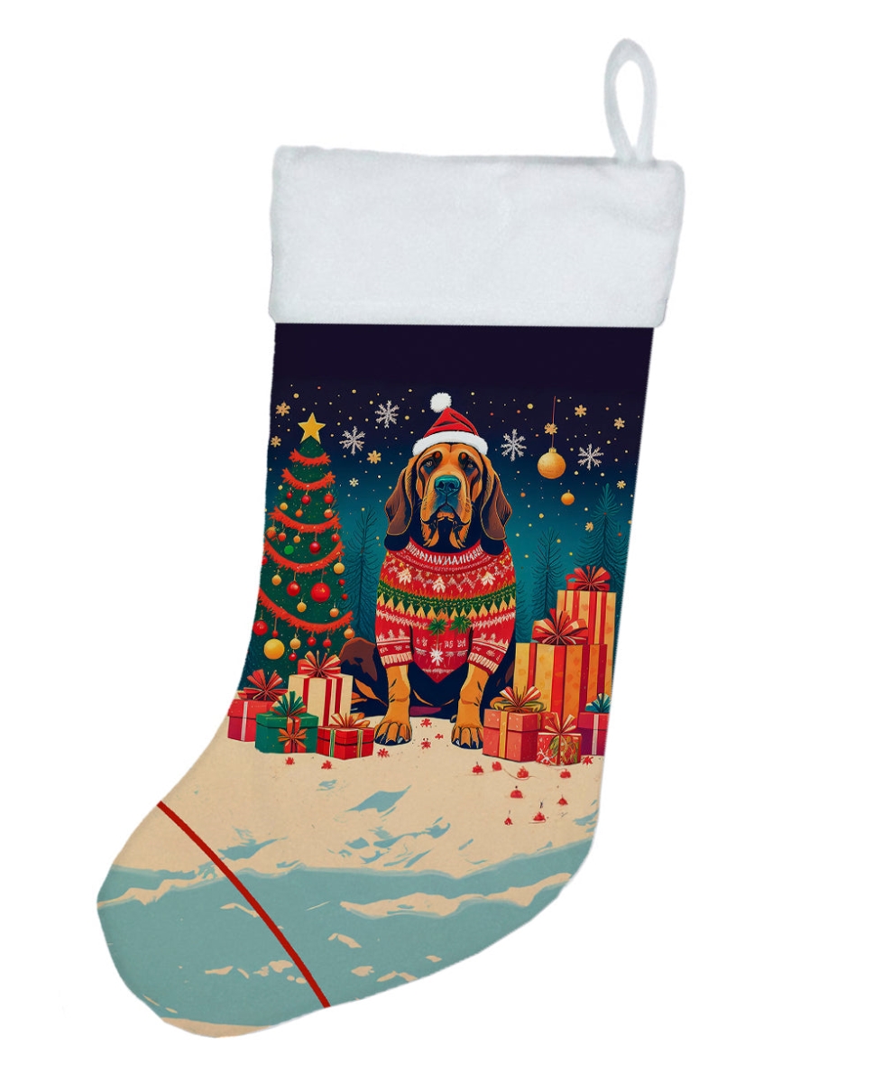 18 x 13.5 in. Unisex Bloodhound Polyester Christmas Stocking