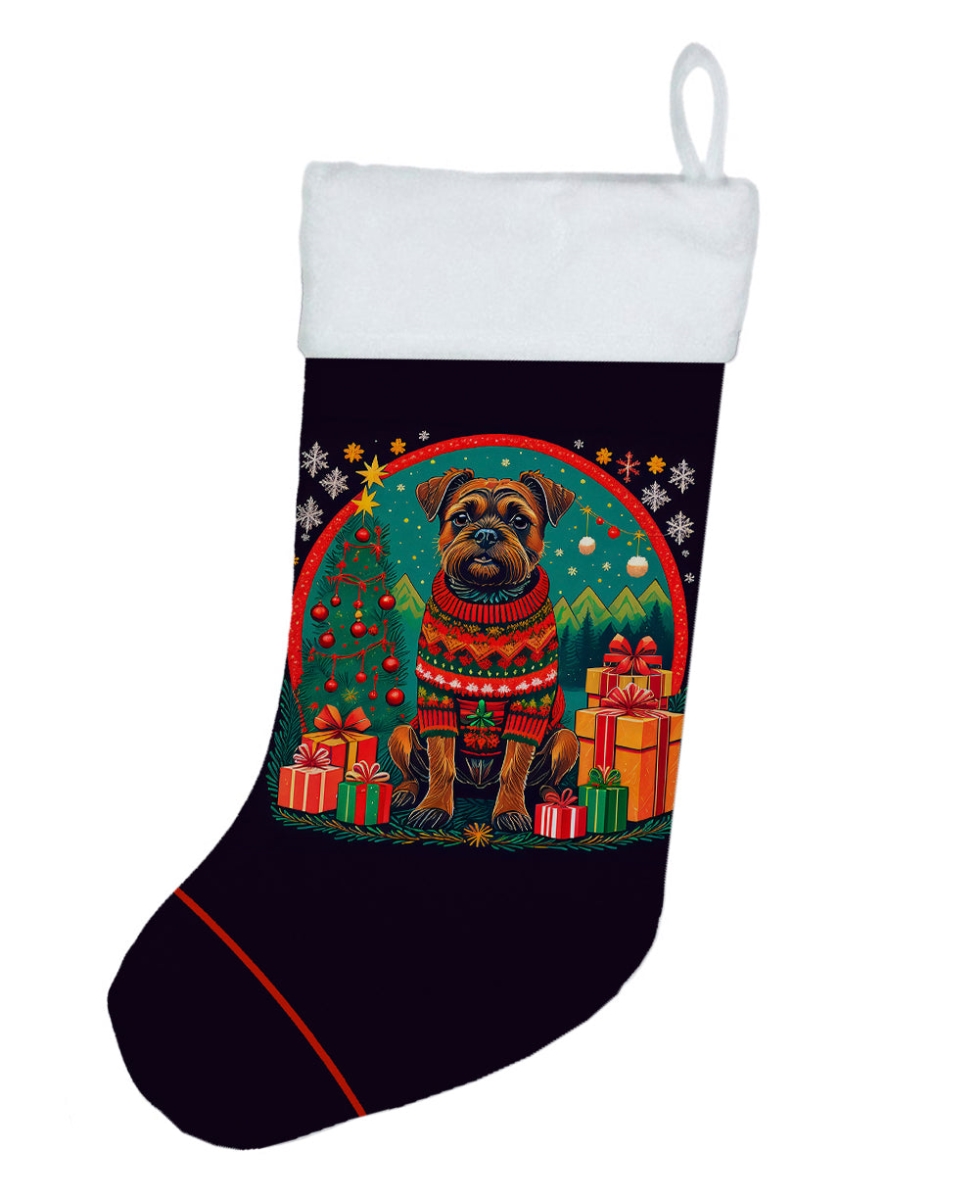 18 x 13.5 in. Unisex Border Terrier Polyester Christmas Stocking