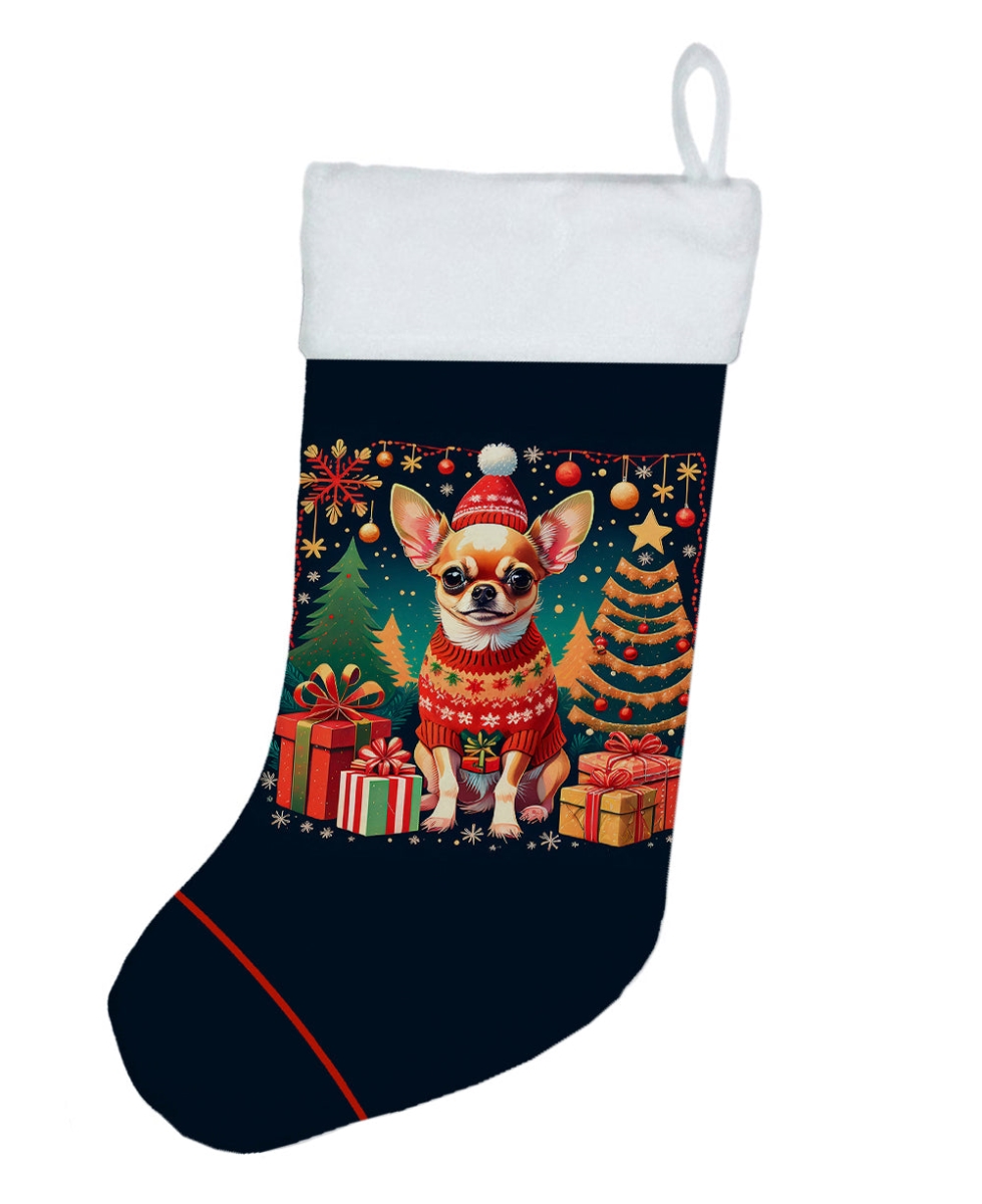 18 x 13.5 in. Unisex Chihuahua Polyester Christmas Stocking