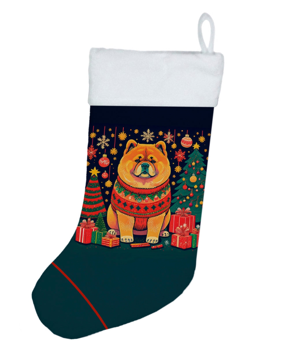 18 x 13.5 in. Unisex Chow Chow Polyester Christmas Stocking