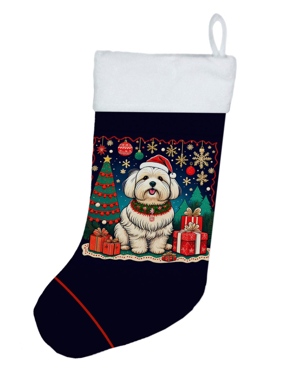 18 x 13.5 in. Unisex Coton De Tulear Polyester Christmas Stocking