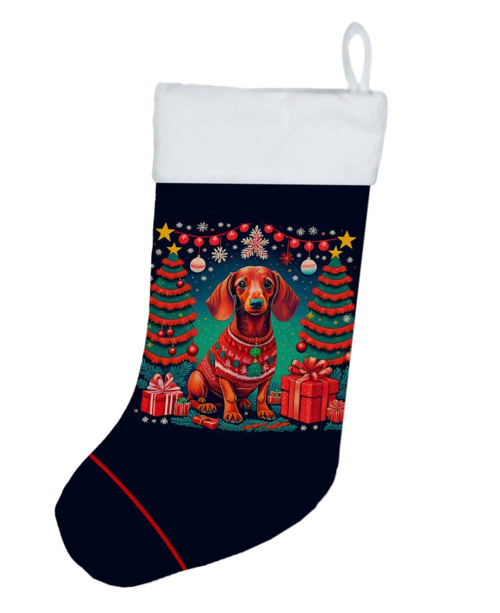 18 x 13.5 in. Unisex Dachshund Polyester Christmas Stocking