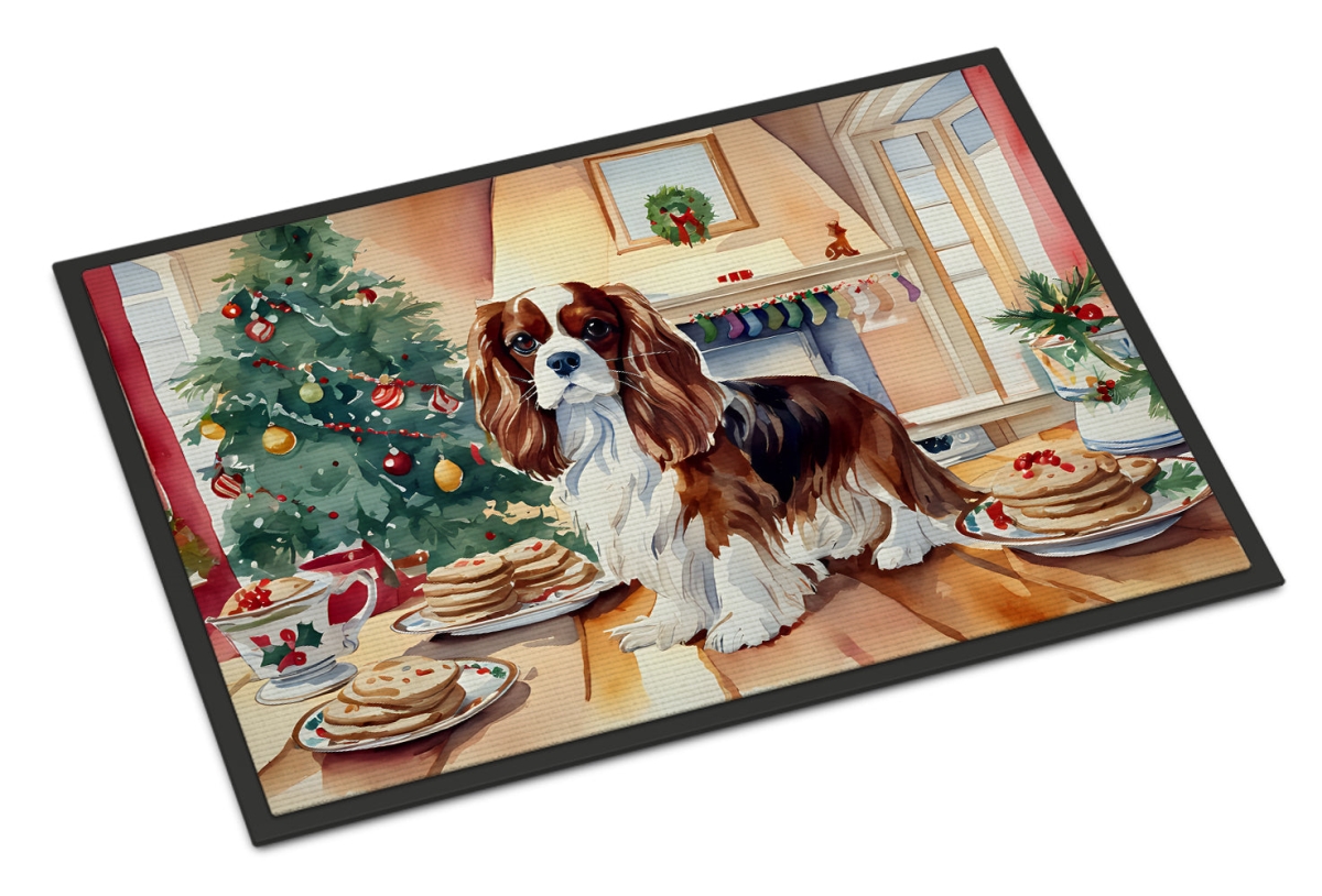 24 x 36 in. Unisex Cavalier Spaniel Christmas Cookies Doormat