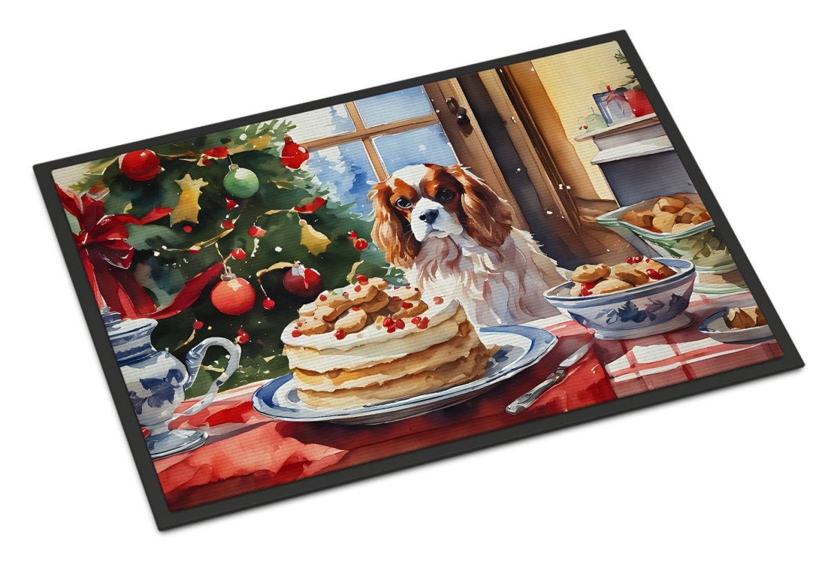 DAC3761JMAT 24 x 36 in.  Cavalier Spaniel Christmas Cookies Doormat
