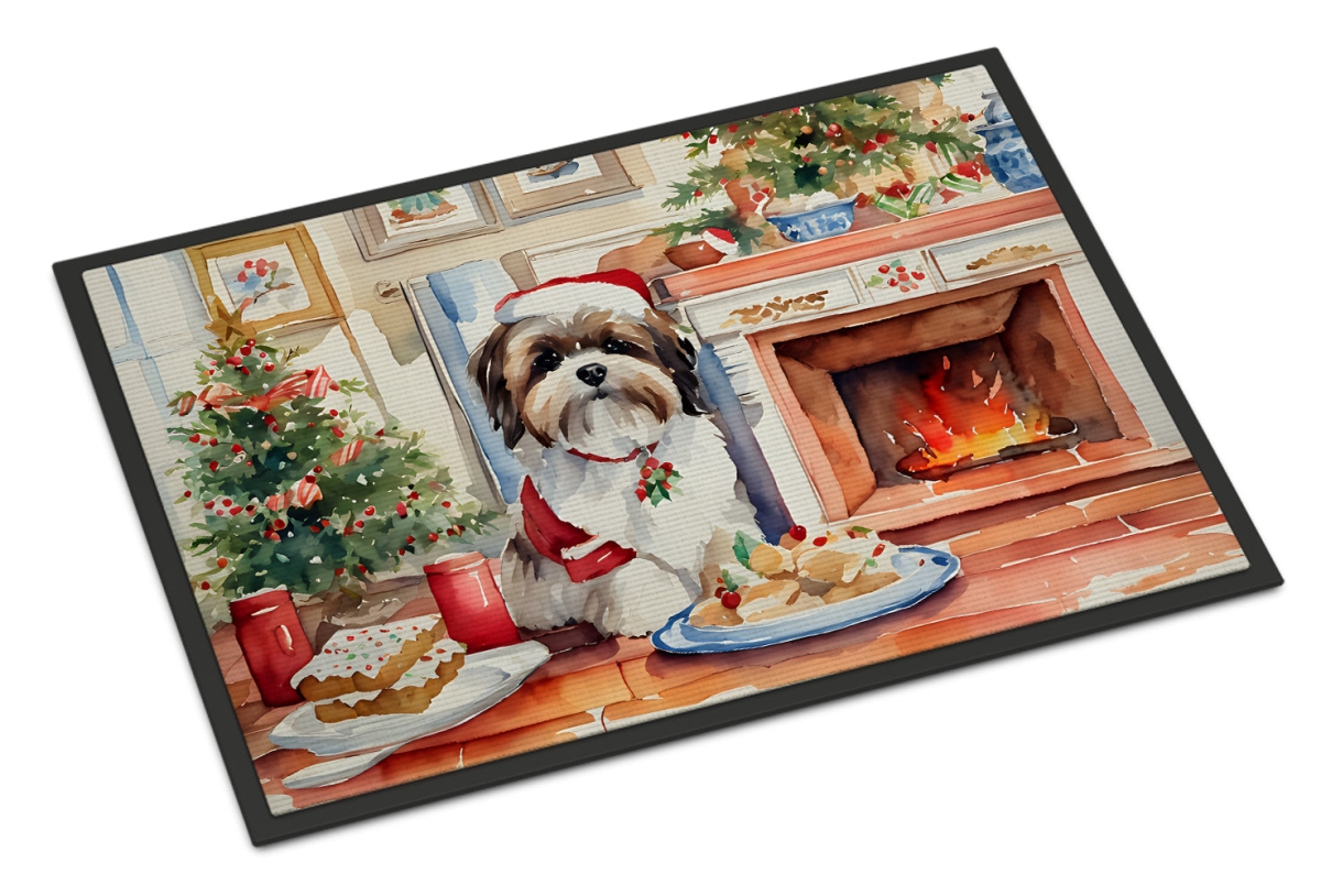 DAC3848MAT 18 x 27 in.  Lhasa Apso Christmas Cookies Doormat
